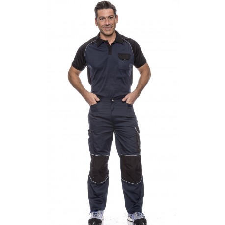 Pantalón reforzado en rodilla con cordura, con bolsillos para rodilleras 65% Pol - 35% Alg. 245grs/m2