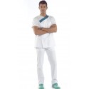 Pantalón Goma y Botón. 65% Poliéster - 35% Algodón. Blanco