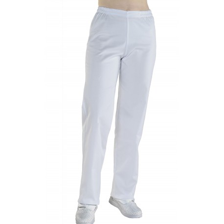 Pantalón Cintura Elástica  Mujer  65% Poliéster - 35% Algodón. Blanco