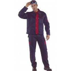 Pantalón bicolor de sarga muy resistente, unisex  y multibolsillos 65% Pol - 35% Alg, 260grs/m2