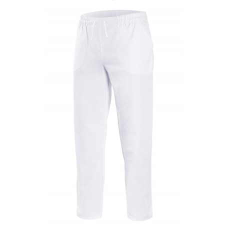 Pantalón Unisex con Goma y Cordón Sarga Blanca. 65% Pol - 35% Alg. 190grs/m2