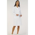 Bata Mujer cuello solapa m/l. Blanca 65% Poliéster - 35% Algodón