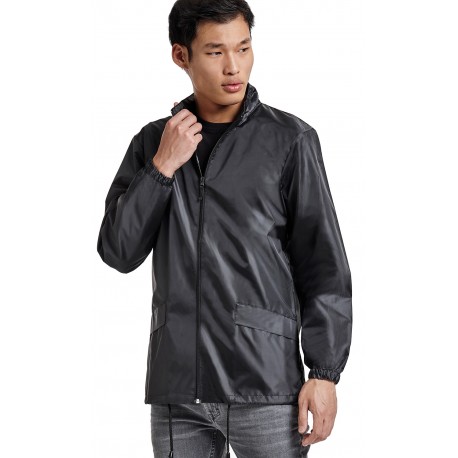 Chubasquero de Cuello Alto con Cremallera Completa. 100% poliéster impermeable, 70 g/m²
