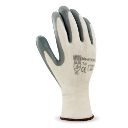 Pack Guantes Poliéster Blanco Nitrilo Gris