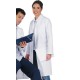 Bata unisex cuello solapa m/l. Blanco. 65% Poliéster - 35% Algodón.