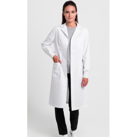 Bata Unisex cuello solapa m/l. Blanca 65% Poliéster - 35% Algodón