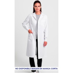 Bata Unisex cuello solapa m/c. Blanca 65% Poliéster - 35% Algodón