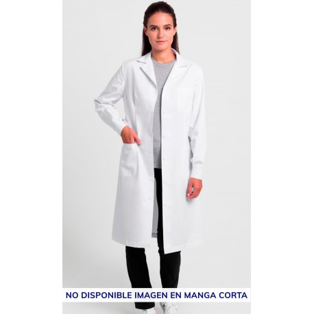 Bata Unisex cuello solapa m/c. Blanca 65% Poliéster - 35% Algodón