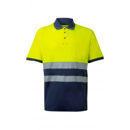 Polo Algodón Bicolor A.V. AZUL NAVY/AMARILLO FLÚOR