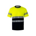 Camiseta Algodón Bicolor Alta Visibilidad Cinta Segmentada. 55% alg.-45% pol. 150gr/m2