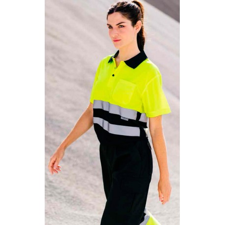Polo Algodón Bicolor A.V. NEGRO/AMARILLO FLÚOR