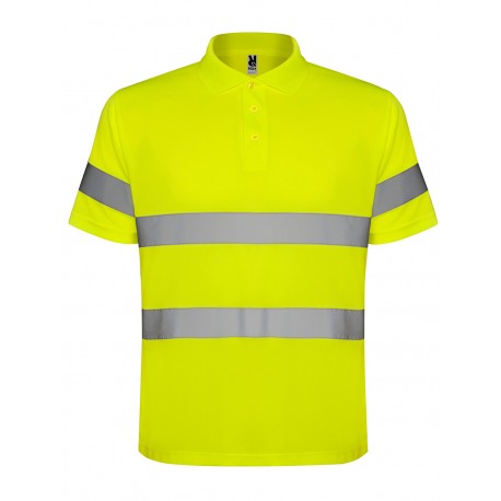Polo Manga Corta Alta Visibilidad. 100% poliéster piqué, 170 g/m²