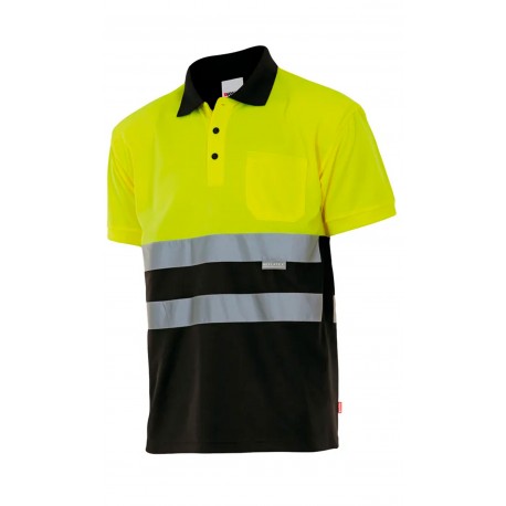 Polo Bicolor A.V. Negro/Amarillo Flúor