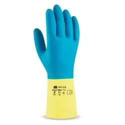 Guante de Látex con refuerzo de Neopreno, riesgos mecánicos, químicos y microorganismos.