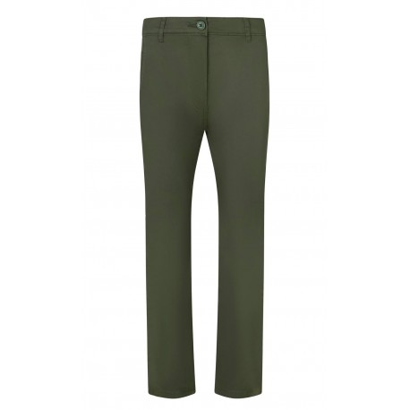 Pant. Chino Stretch Mujer. 98% Algo.2% Elas.260 g/m2 VERDE OLIVA
