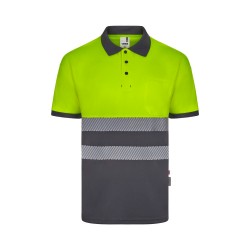 Polo Poliéster Reciclado Bicolor M/C Cinta Segmentada. UPF 50+