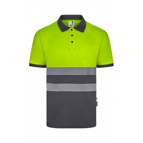 Polo Poliéster Reciclado Bicolor M/C Cinta Segmentada. UPF 50+