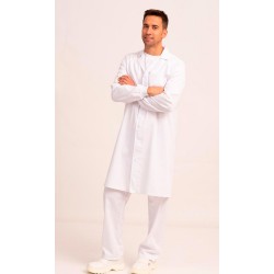 Bata con tapeta broches ocultos y puño en manga. 65% Poliéster - 35% Algodón. 195gr/m2