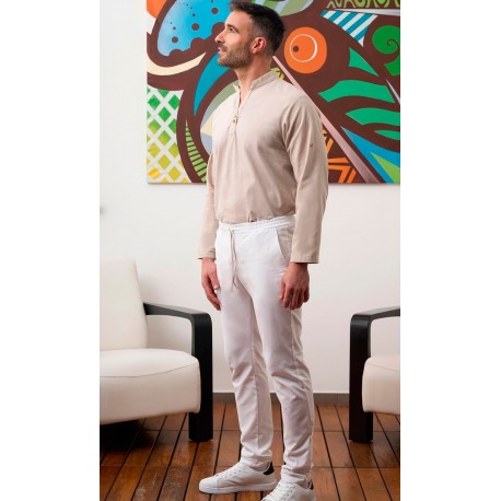 Pantalón Unis. Estilo Lino. 80%Alg. 20%Pol.146 gr/m² BLANCO