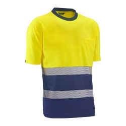 Camiseta Bicolor Alta Visibilidad bandas Segmentadas. 100% poliéster de 150 g/m².