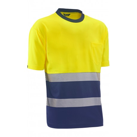 Camiseta Bicolor Alta Visibilidad bandas Segmentadas. 100% poliéster de 150 g/m².