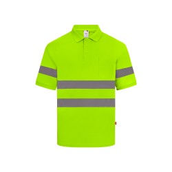 Polo M/C Alta Visibilidad.  Bird-Eye. 100% poliéster.140 g/m2