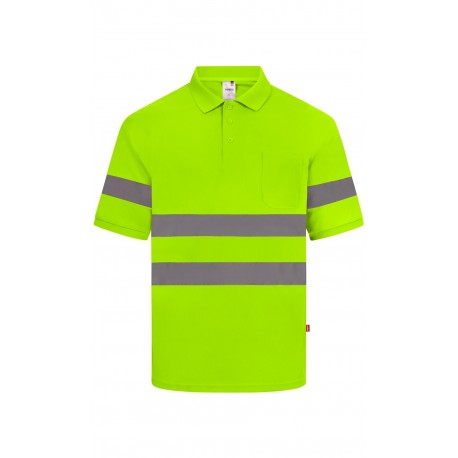 Polo M/C Alta Visibilidad.  Bird-Eye. 100% poliéster.140 g/m2