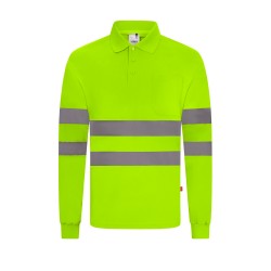 Polo M/L Alta Visibilidad.  Bird-Eye. 100% poliéster.140 g/m2