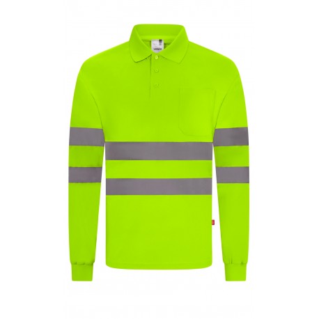 Polo M/L Alta Visibilidad.  Bird-Eye. 100% poliéster.140 g/m2