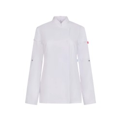 Chaqueta de Cocina de Mujer con Tejido Coolmax®. Delantero 65% poliéster reciclado GRS