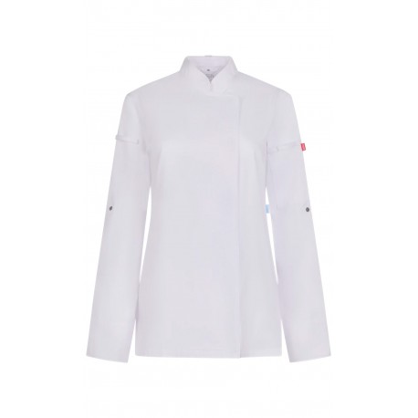 Chaqueta de Cocina de Mujer con Tejido Coolmax®. Delantero 65% poliéster reciclado GRS