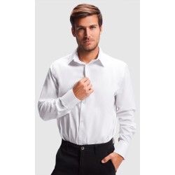 Camisa de Hombre Manga Larga. 97% alg., popelín / 3% spandex, 140 g/m².
