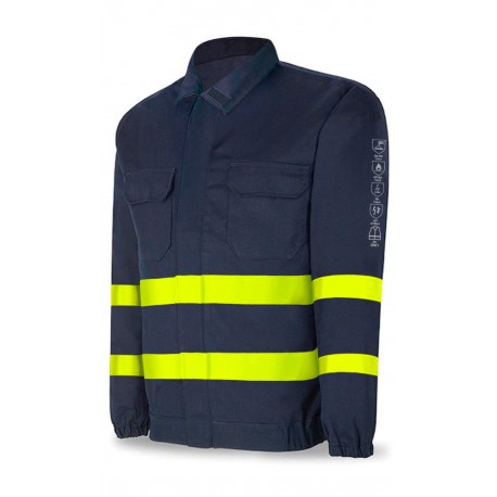 Chaqueta IGNÍFUGA y ANTIESTÁTICA con cintas reflectantes. Algodón 260 gr.