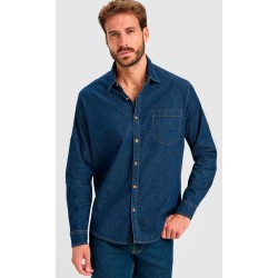 Camisa Vaquera de Hombre con trabilla ajustable. 98% alg. 2% elas. 210 g/m²