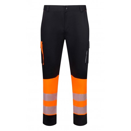 Pantalón Stretch Reciclado Bicolor Cinta Segmentada UPF 50+. 65% Pol. reciclado GRS - 32% Alg - 3% Elas. 260 g/m2