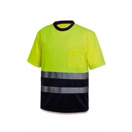 Camiseta Alta Visibilidad Bicolor Poliéster con Bandas Segmentadas 150 gr.