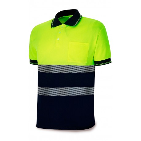 Polo Alta Visibilidad Bicolor Poliéster. Bandas Segmentadas 150 gr.