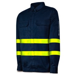 Camisa IGNÍFUGA y ANTIESTÁTICA multinorma con bandas reflectantes. Algodón 220 gr.
