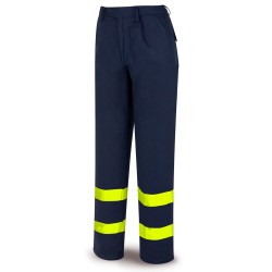 Pantalón IGNÍFUGO y ANTIESTÁTICO multinorma con bandas reflectantes. Algodón 260 gr.