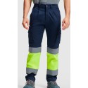 Pantalón Strech Multibolsillos Alta Visibilidad. 65% pol. 33% alg. 2% elas. Sarga de 250 g/m²